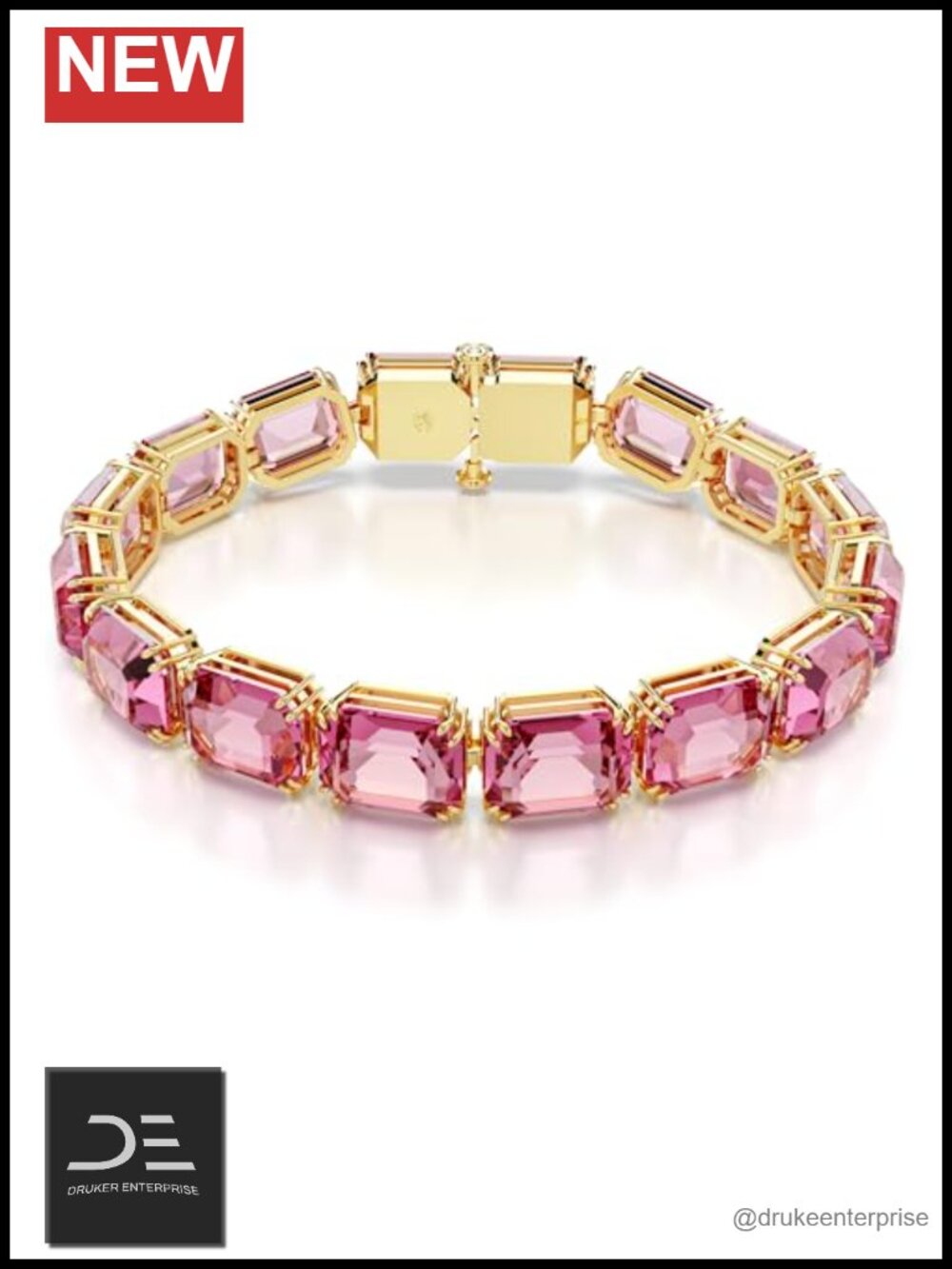Swarovski Millenia Crystal Link Bracelet Gold Tone Prong Setting
